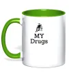 Чашка з кольоровою ручкою Lambo my drugs Лаймовий фото