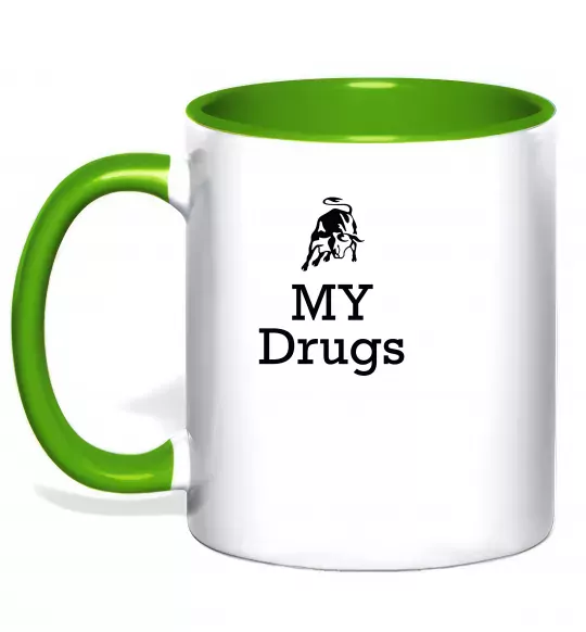 Чашка з кольоровою ручкою Lambo my drugs Зелений фото