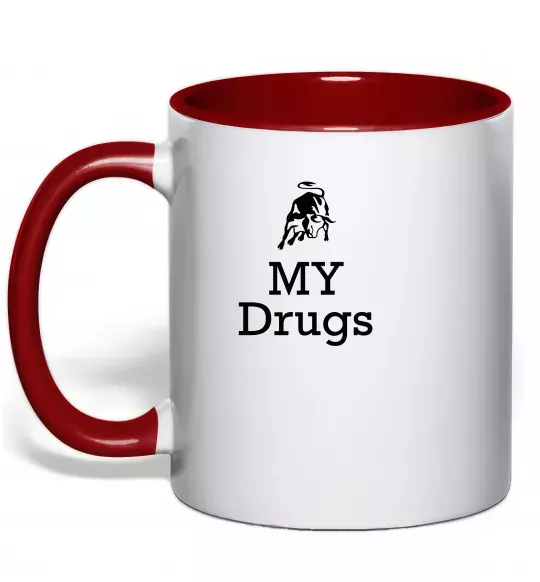 Чашка з кольоровою ручкою Lambo my drugs Червоний фото