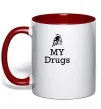 Чашка з кольоровою ручкою Lambo my drugs Червоний фото