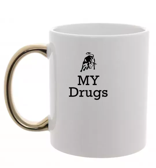 Чашка з кольоровою ручкою Lambo my drugs Золото фото