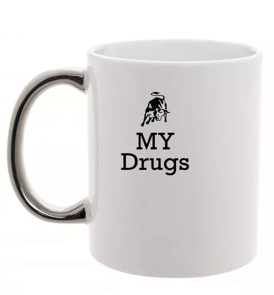 Чашка з кольоровою ручкою Lambo my drugs Срібло фото