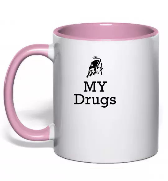 Чашка з кольоровою ручкою Lambo my drugs Ніжно рожевий фото