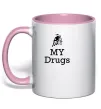 Чашка з кольоровою ручкою Lambo my drugs Ніжно рожевий фото