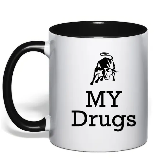 Чашка з кольоровою ручкою Lambo my drugs Чорний фото