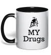 Чашка з кольоровою ручкою Lambo my drugs Чорний фото