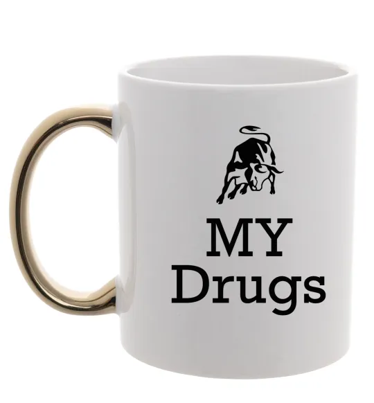 Чашка з кольоровою ручкою Lambo my drugs Золото фото