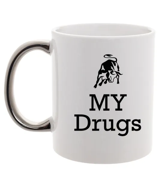 Чашка з кольоровою ручкою Lambo my drugs Срібло фото