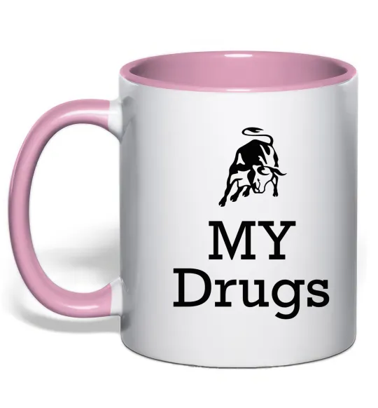 Чашка з кольоровою ручкою Lambo my drugs Ніжно рожевий фото