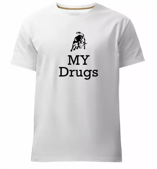 Мужская премиум футболка Lambo my drugs Белый фото