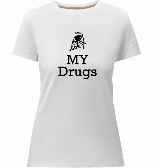 Жіноча преміум футболка Lambo my drugs Білий фото