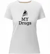 Жіноча преміум футболка Lambo my drugs Білий фото
