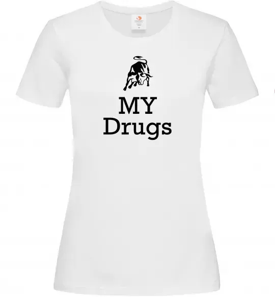 Женская футболка Lambo my drugs Белый фото