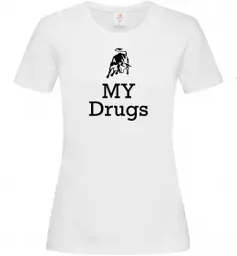 Женская футболка Lambo my drugs Белый фото