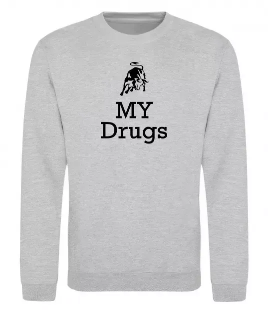 Світшот Lambo my drugs Сірий меланж фото