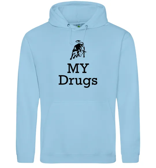 Мужская толстовка (худи) Lambo my drugs Голубой фото