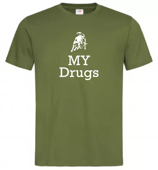 Чоловіча футболка Lambo my drugs Оливковий фото