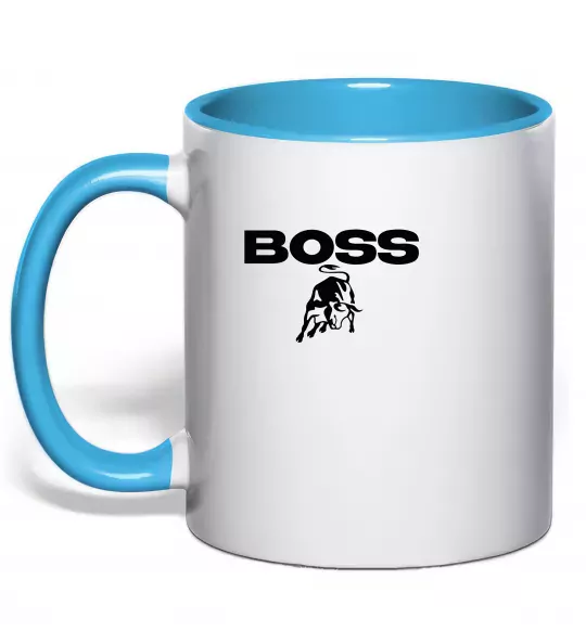 Чашка з кольоровою ручкою Lamborghini boss Блакитний фото