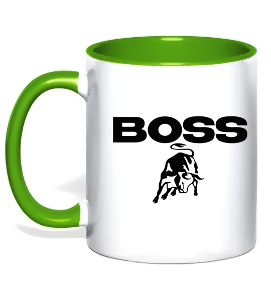 Чашка з кольоровою ручкою Lamborghini boss Лаймовий фото