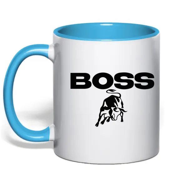 Чашка з кольоровою ручкою Lamborghini boss Блакитний фото