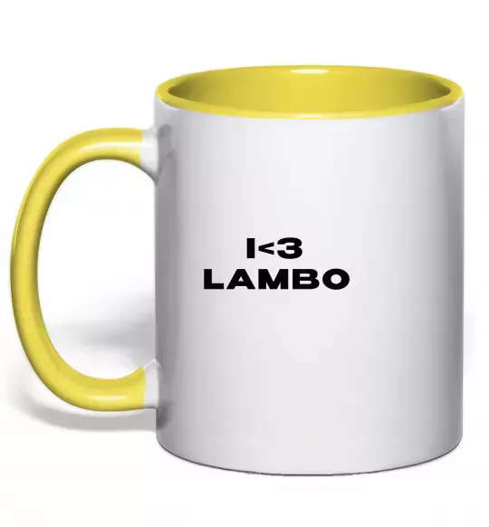 Чашка з кольоровою ручкою I <3 Lambo Сонячно жовтий фото