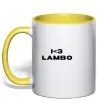 Чашка с цветной ручкой I <3 Lambo Лимонный фото