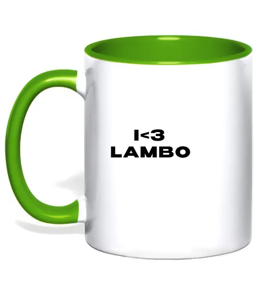 Чашка с цветной ручкой I <3 Lambo Лаймовый фото