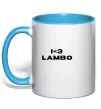 Чашка з кольоровою ручкою I <3 Lambo Блакитний фото
