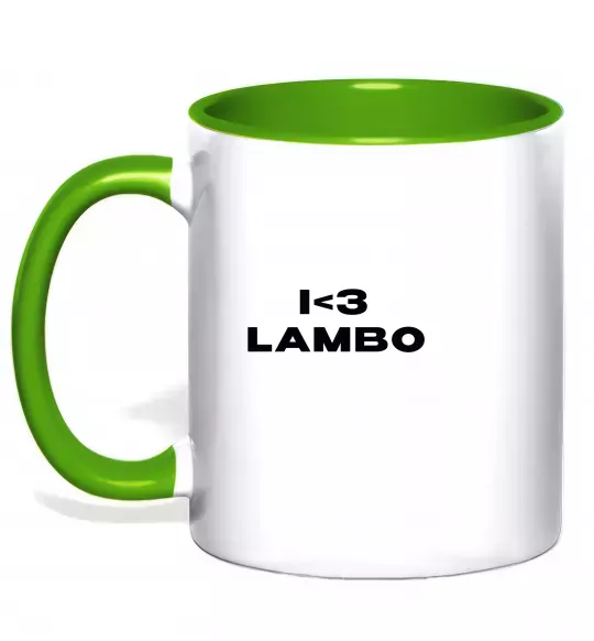 Чашка з кольоровою ручкою I <3 Lambo Зелений фото