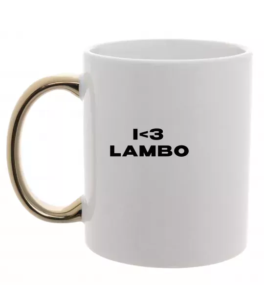 Чашка з кольоровою ручкою I <3 Lambo Золото фото