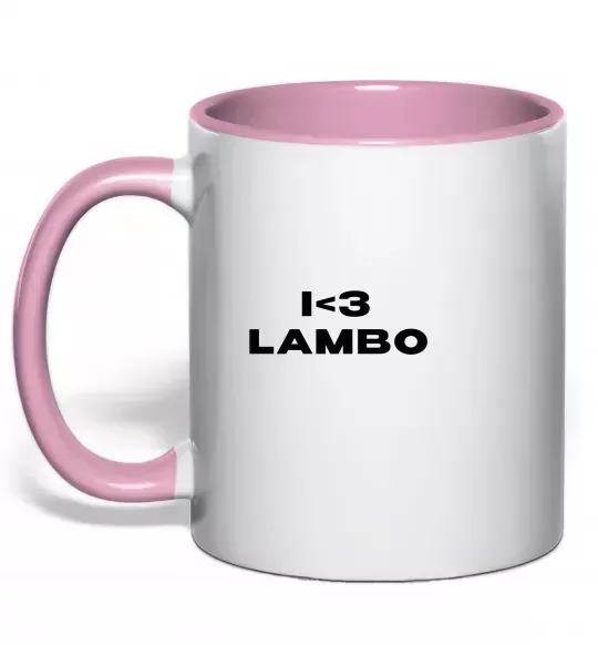 Чашка з кольоровою ручкою I <3 Lambo Ніжно рожевий фото