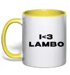 Чашка с цветной ручкой I <3 Lambo Лимонный фото
