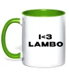 Чашка с цветной ручкой I <3 Lambo Лаймовый фото