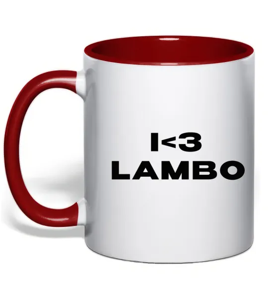 Чашка с цветной ручкой I <3 Lambo Красный фото