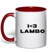 Чашка с цветной ручкой I <3 Lambo Красный фото