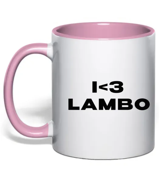 Чашка с цветной ручкой I <3 Lambo Нежно розовый фото