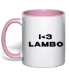 Чашка с цветной ручкой I <3 Lambo Нежно розовый фото