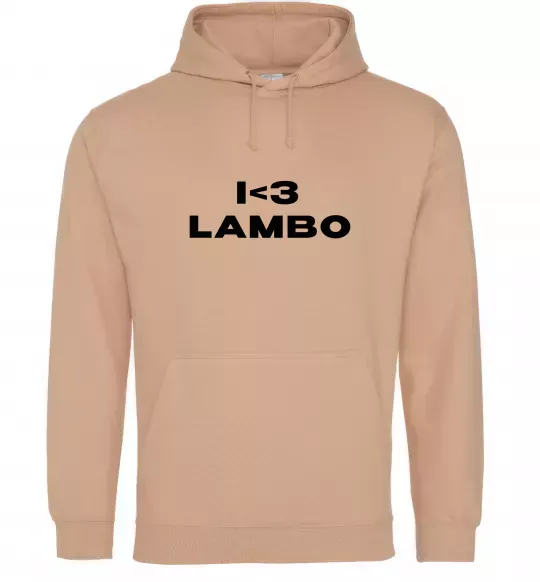 Мужская толстовка (худи) I <3 Lambo Песочный фото