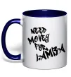 Чашка з кольоровою ручкою Need money for Lamba Глибокий темно-синій фото