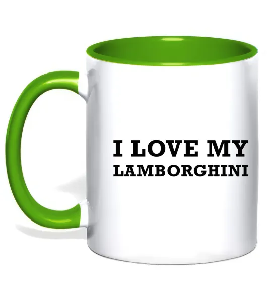 Чашка з кольоровою ручкою I love Lamborghini Лаймовий фото