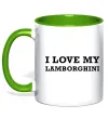 Чашка з кольоровою ручкою I love Lamborghini Лаймовий фото