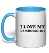 Чашка з кольоровою ручкою I love Lamborghini Блакитний фото