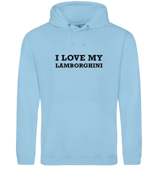 Мужская толстовка (худи) I love Lamborghini Голубой фото