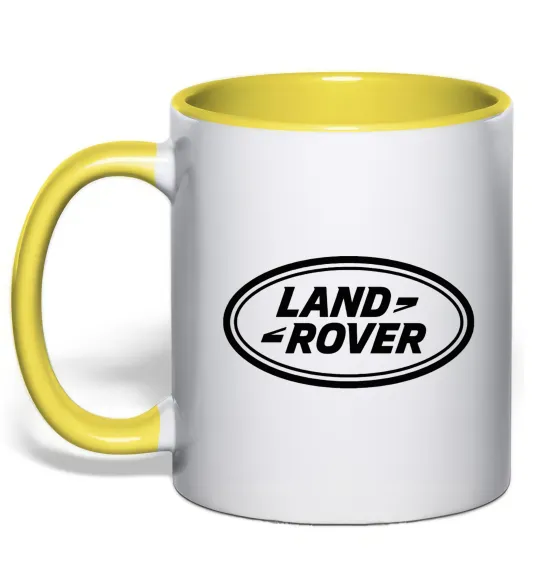 Чашка з кольоровою ручкою Land Rover logo Лимонний фото