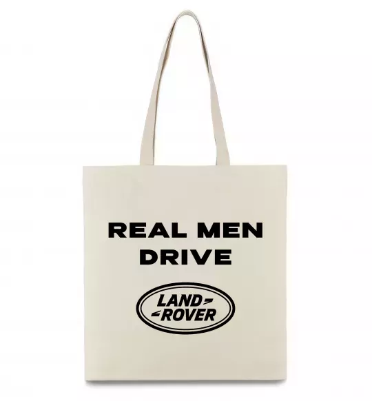 Эко-сумка Real men drive Land Rover Бежевый фото