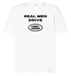 Футболка Оверсайз Real men drive Land Rover Белый фото