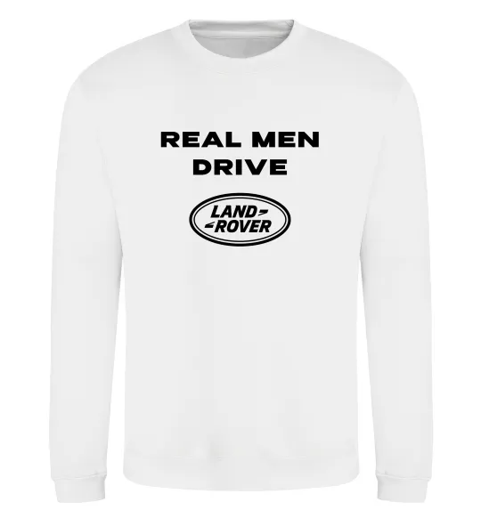 Світшот Real men drive Land Rover Білий фото