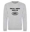 Світшот Real men drive Land Rover Сірий меланж фото
