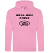 Мужская толстовка (худи) Real men drive Land Rover Розовый фото