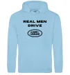 Мужская толстовка (худи) Real men drive Land Rover Голубой фото